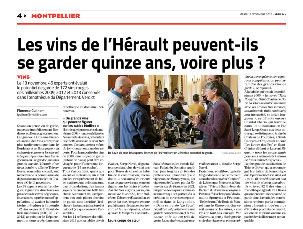 Le Clos dans la vinothèque du département